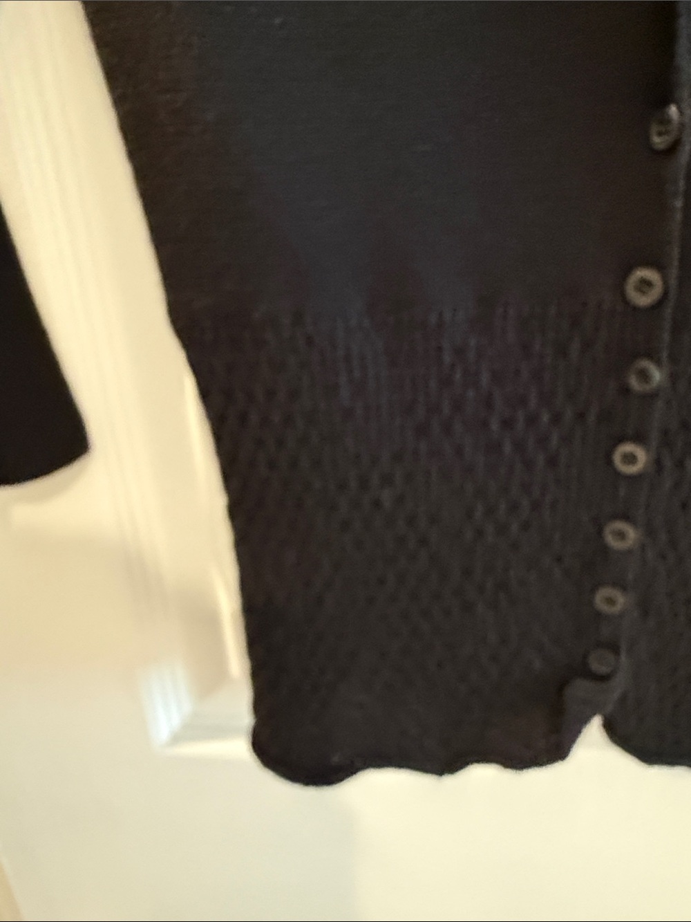 Prada Black V-Neck Ribbed Cardigan with Bow Tie Accent - Picture 3 of 4